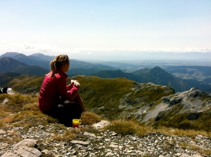 At the summit, enjoying a nice lunch!