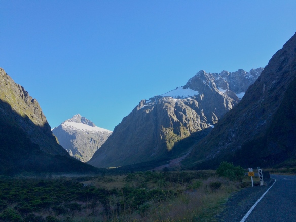 Driving along the Milford Sound. 